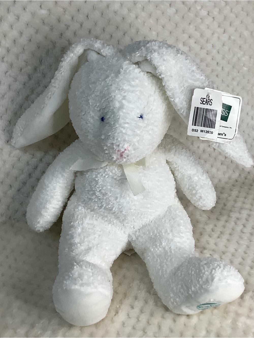 Russ Berrie Baby Plush Stardust Bunny w Rattle 2579 Stuffed Animal Rabbit Toy